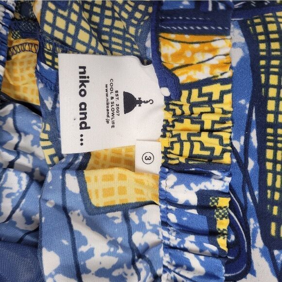 NIKO AND... pants blue purse print Japanese‎ lounge with pockets S - Picture 9 of 11